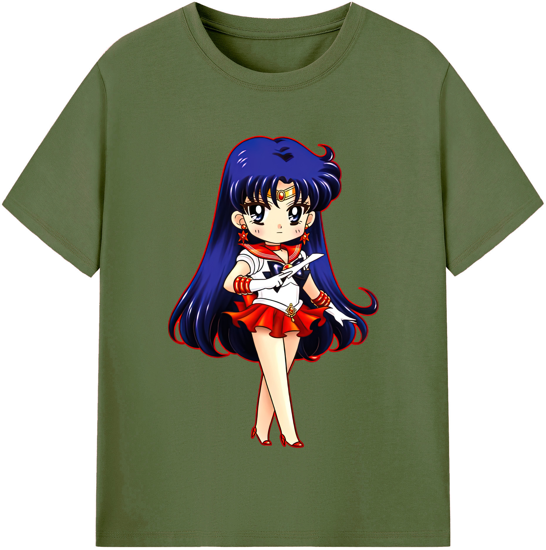 （画像用） 美少女戦士セーラームーン 火野レイ ひの レイ Sailor Moon Hino Rei （セーラーマーズ,Sailor Mars） 綿100％半袖Tシャツ（フロントプリント）